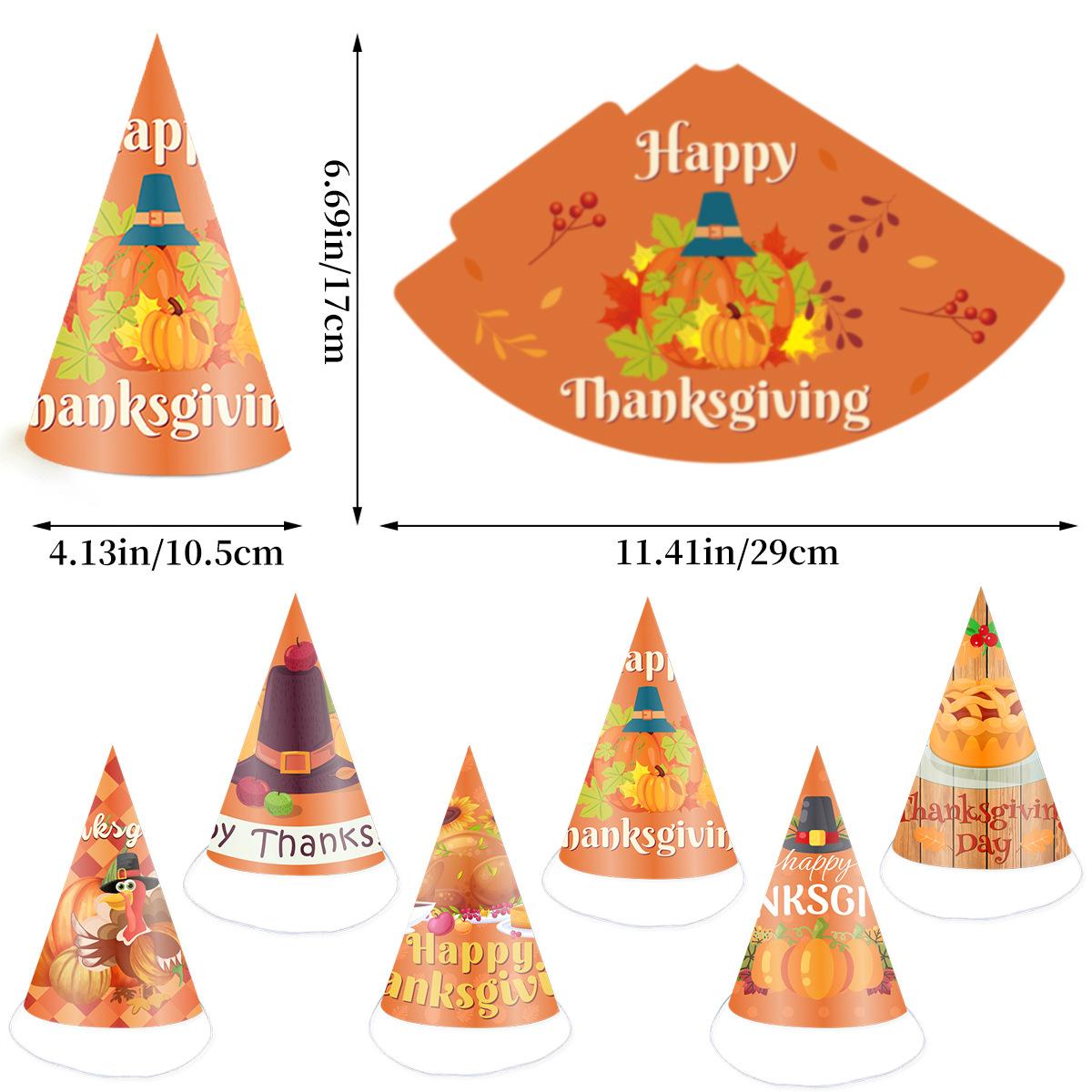 

Thanksgiving Themed Party Hat Pumpkin Turkey Kids Paper Hat One size