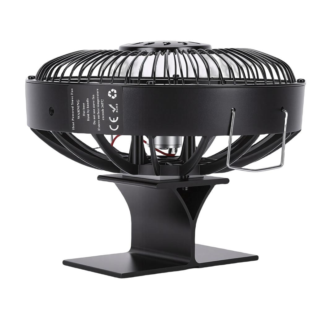 Heat Powered Fireplace Fan Quiet Round Aluminum Alloy Wood Stove Fan for Fireplace Wood Log Burning Stove