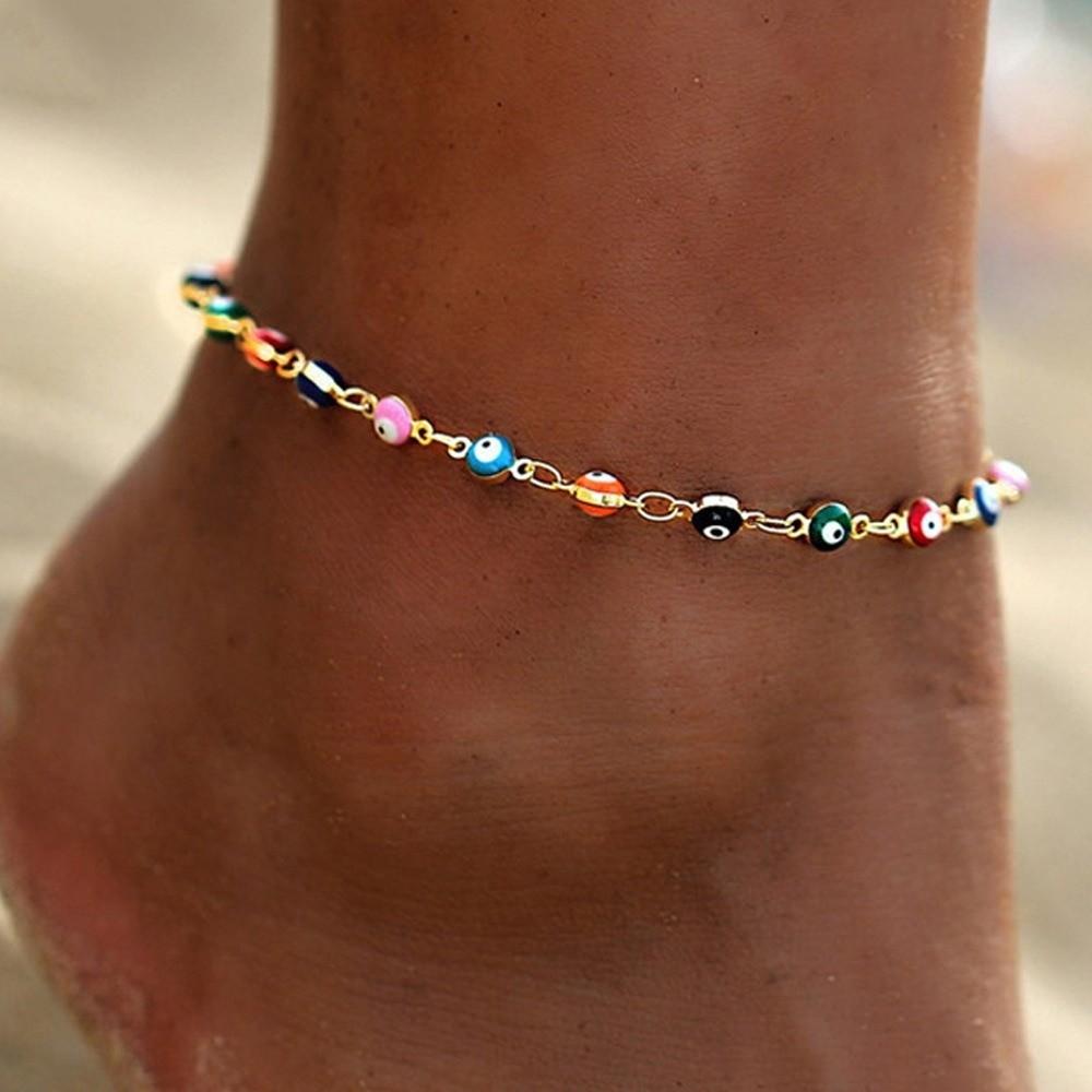 Enamel Demon Eye Bracelet Stainless Steel Colorful Anklet New Clavicle Chain  Daily Wear