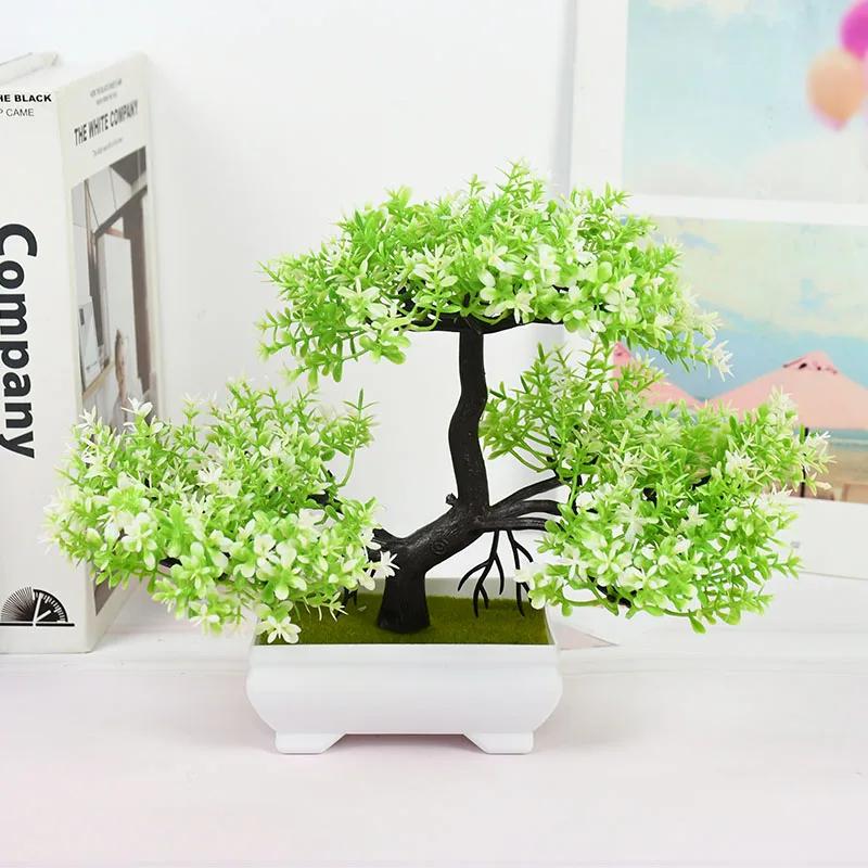 Kunstige planter Bonsai Liten Trepotte Falske Plante Blomster Potte Ornamenter For Hjem Rom Bord Dekorasjon Hotell Hage Dekor