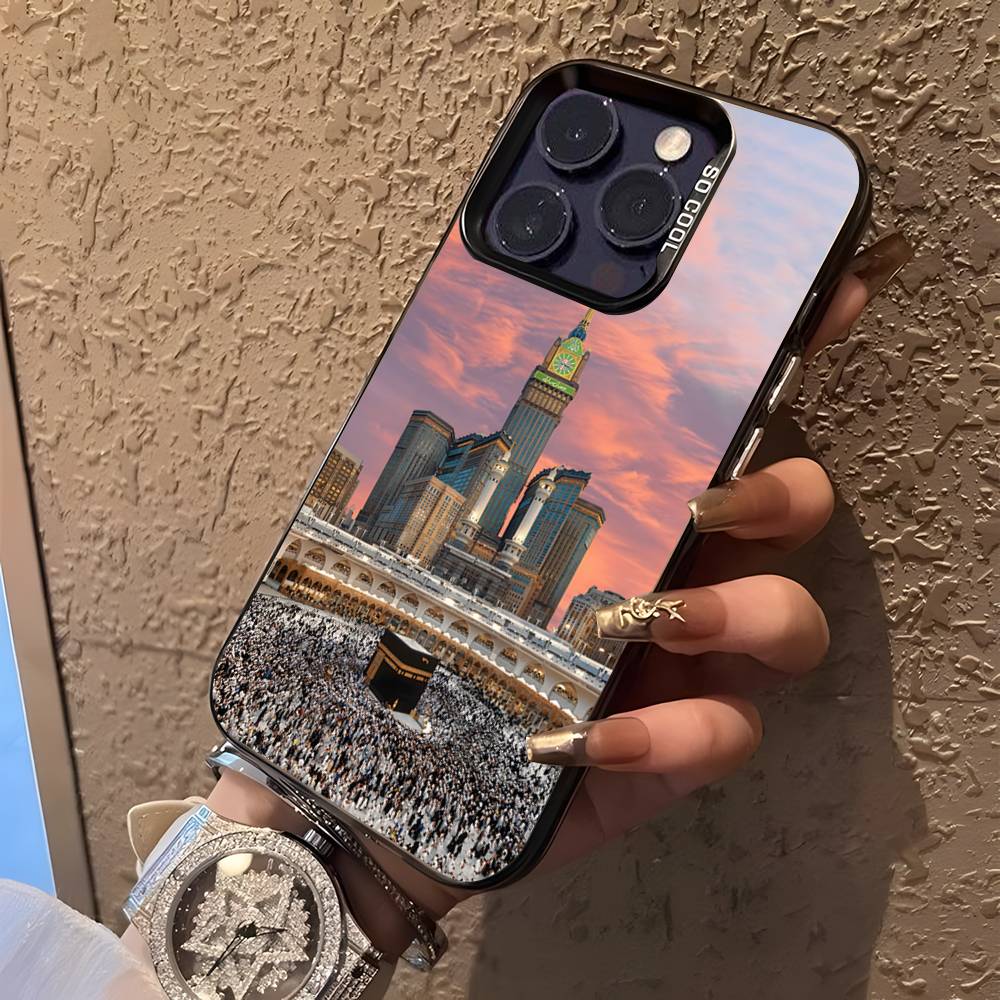 Pilgrims IN Mecca Cover For iPhone 17,16,15,14,13,12,11,Mini,Pro,E,SE4,XS,MAX Black Shockproof Candy Matte Cover