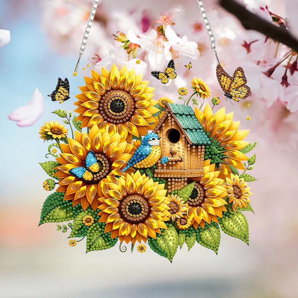 Acrylic 2D/Flat DIY Diamond Painting Set Rhinestone Diamond Art Window Pendants Diamond Art Pendant DIY Home Decor Hanging Charm