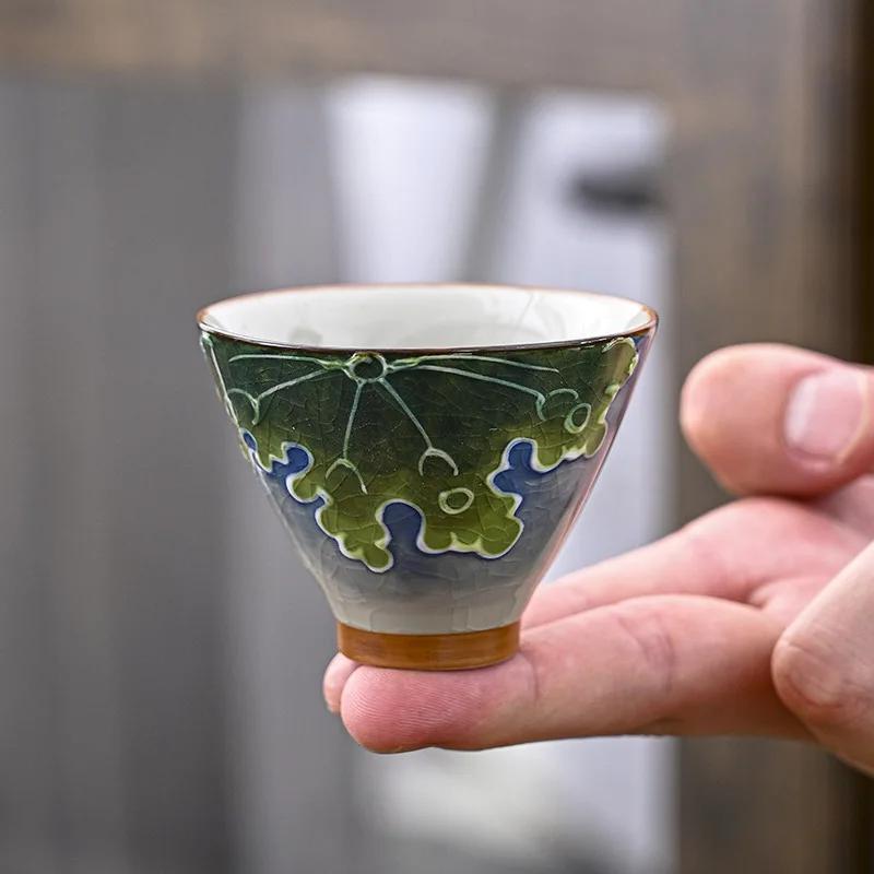 Handbemalte Keramik Teetasse Vintage Chinesische Kung Fu Teeschale Teehaus Trinkgeschirr Haushalts-Teeartikel Dekorationen 2025 Neu