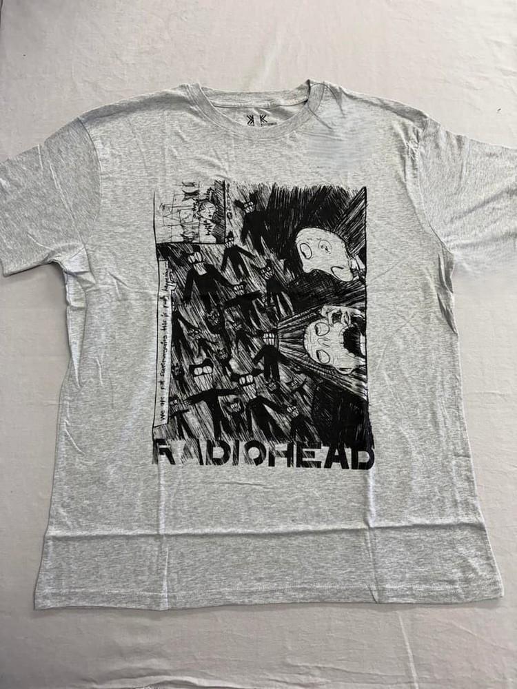 Radiohead Мальчик с набросками Kid A Постер Футболка белая хлопковая репринт S5XL PA9029 Унисекс Футболка XXXXL