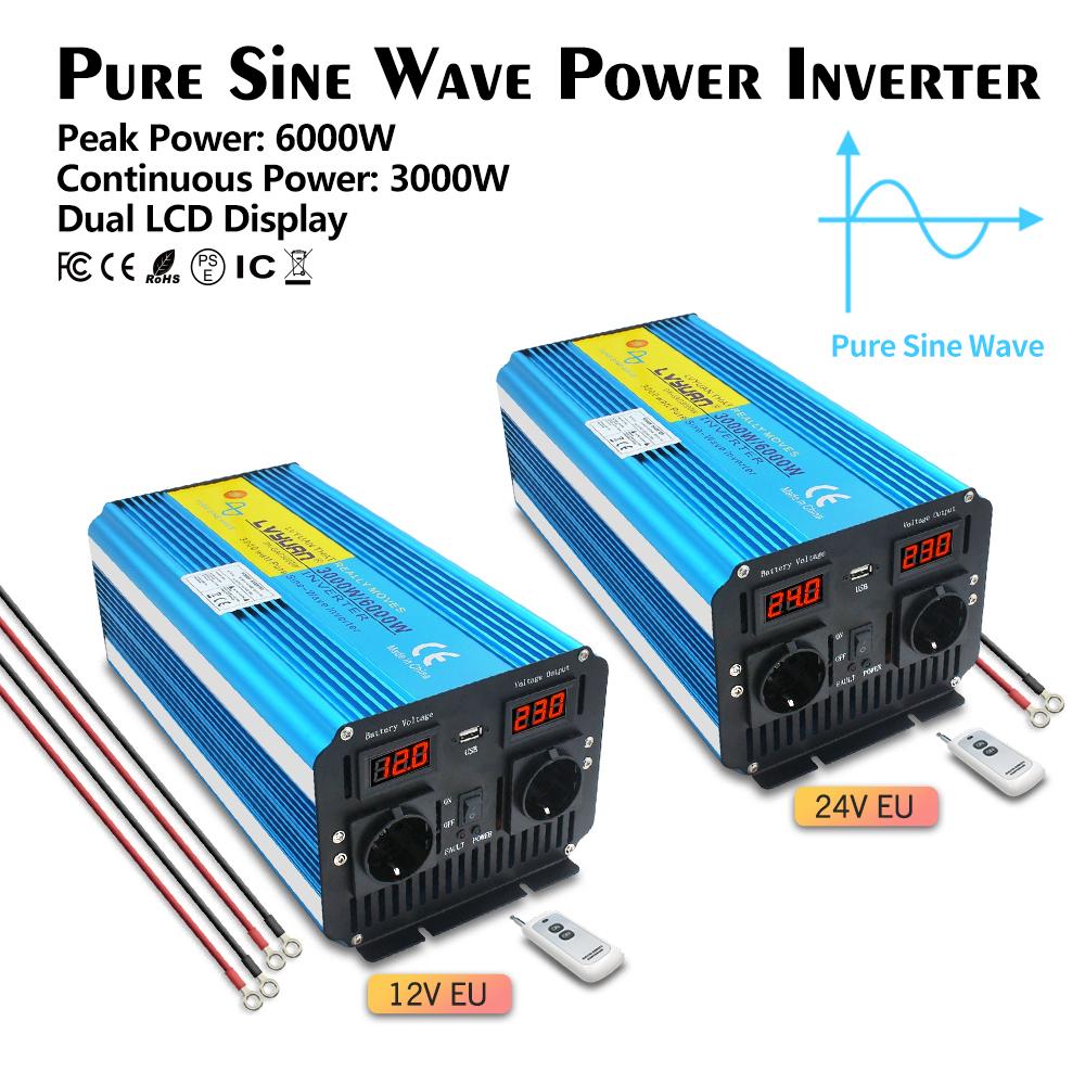 Buy Wireless Remote Control Pure Sine Wave InverterDC 12V/24V To AC ...