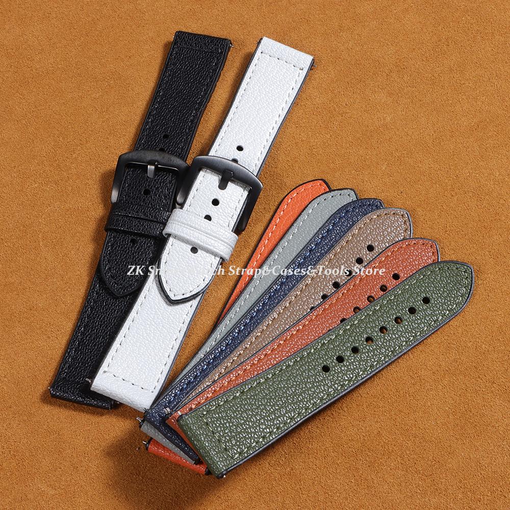 Handgefertigtes Retro Ölwachs Echtes Leder Kalbsleder Armband 20mm 22mm Schnellverschluss Damen Uhrenarmband Rindsleder Armband Zubehör