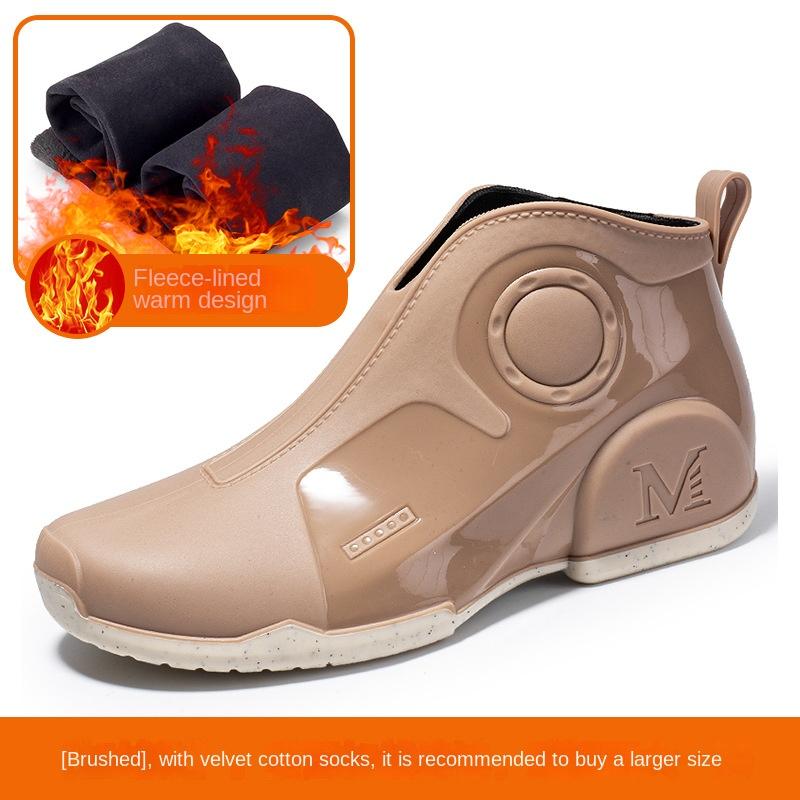 Men's Fashion Ankle Rain Shoes 2024 Winter Outdoor Waterproof Work Shoes Fashion Short Boots Car Washing Rubber Men's Shoes