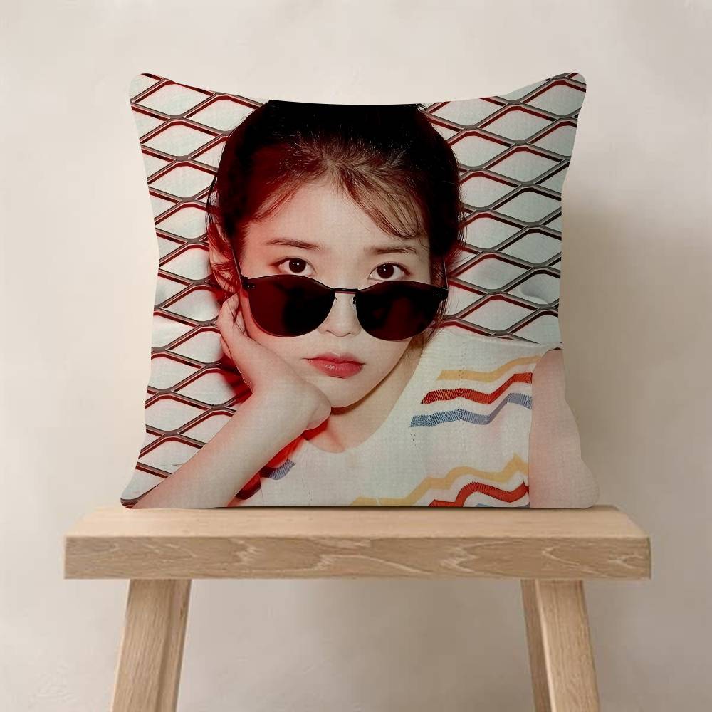 POP Korean Singer I-IU Pillow Covers Cartoon Sofa Decorative Home Double-sided Printing Short Plush Cute Cushion Cover