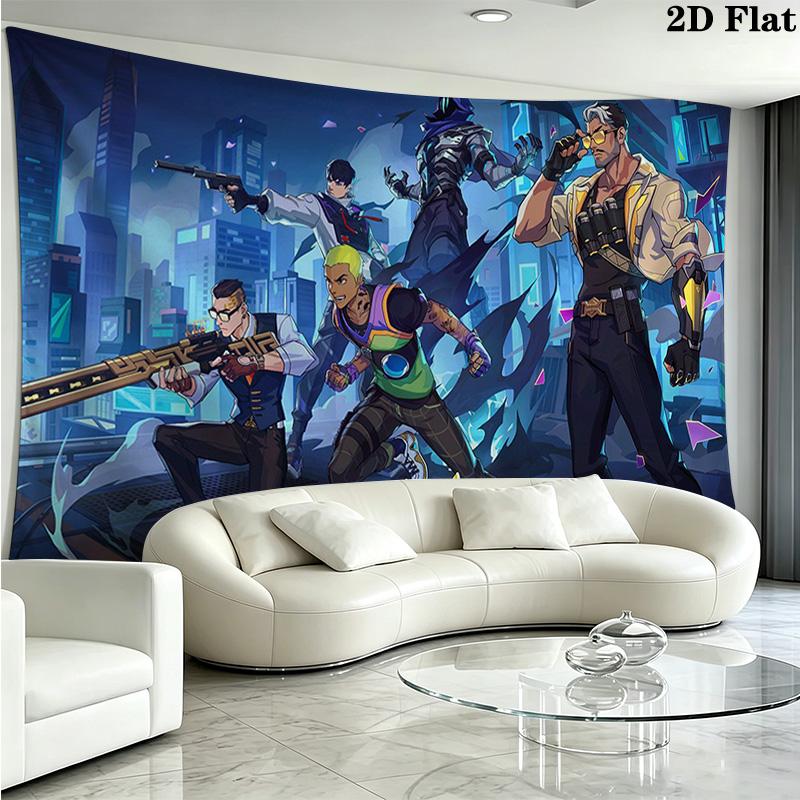 Valorant Game Wall Tapestry Aesthetic Wall Hanging Printed Fabric Blanket Decorative Tapestries for Bedroom Living Room Home Decor