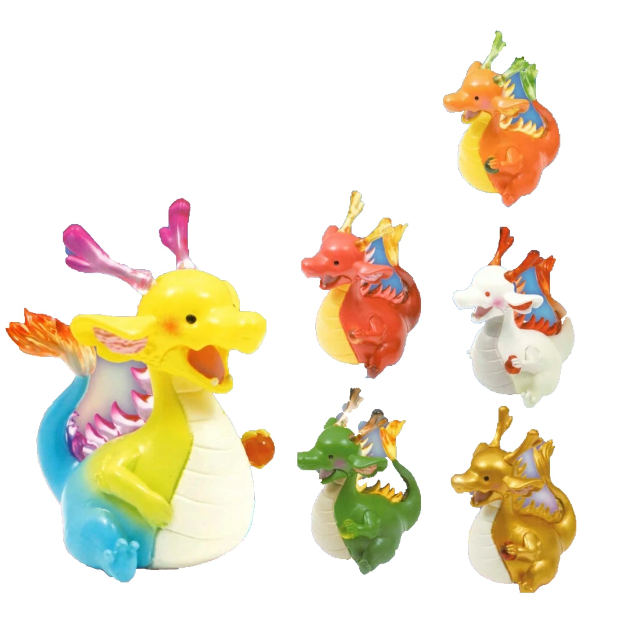 Qualia Rainbow Dragon Mascot Figure 3 x Complete Set of 6 Types Capsule (Gachapon Toy)