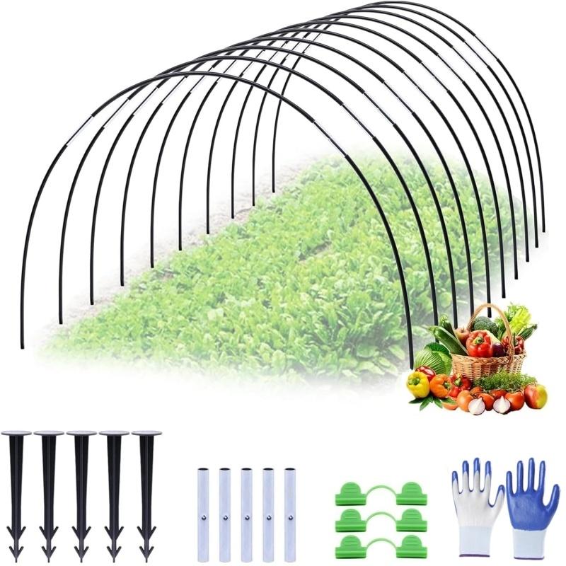 Greenhouse Hoops Kit for DIY Raised Beds with Clips Garden Grow Hoop for Netting