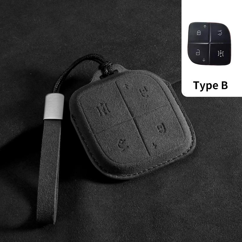 Suede Car Remote Key Case Cover Shell Holder Fob Keychain For LYNK&CO 08 2022 2023 2024 LYNK CO 08 for LYNKCO 01 02 03 05 06 09