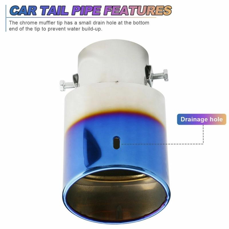 63MM Straight/Bend Chrome Universal Car Exhaust Nozzle Muffler Tip Pipe Round TailPipe Stainless Steel Car Tuning