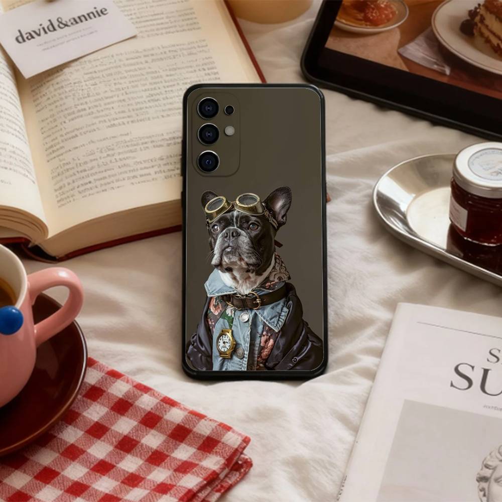 French Bulldog Dog Pet Phone Case For Samsung S 25,24,23,22,30,21,10,9,Ultra,Plus,Lite,FE,4,5 G Soft Black Case Samsung S24Plus
