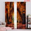 Flat Printing St Patrick Day Curtain Bright Orange Yellow Autumn Leaves Polyester Without Electricity Family Set Of 2 Made Washable