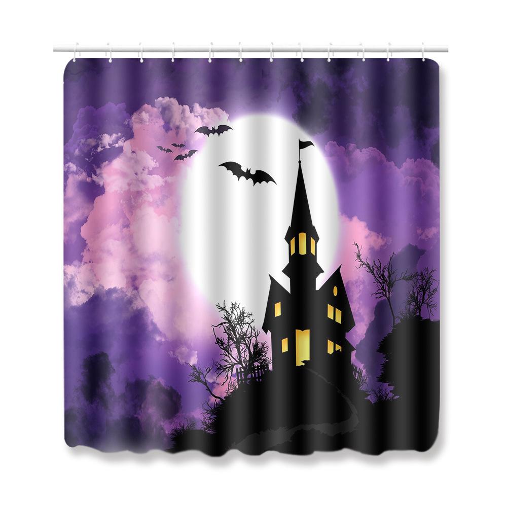 Halloween Bathroom Four-Piece Combination Set Bedroom Non-Slip Carpet Floor Mat Door Mat