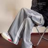 Dreistreifige lässige Sportjeans Herren Gerade Locker Weites Bein Hosen Amerikanische High Street Trendmarke Elastische Taille Hosen