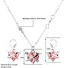Pink Heart Pendant Necklace Earrings Women's Fashion Shiny Zircon Stud Earring Necklace Romantic Party Wedding Zircon Sets