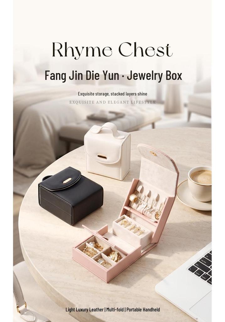 Portable Multifunction Jewelry Box with Layered Compartments for Bracelets and Earrings