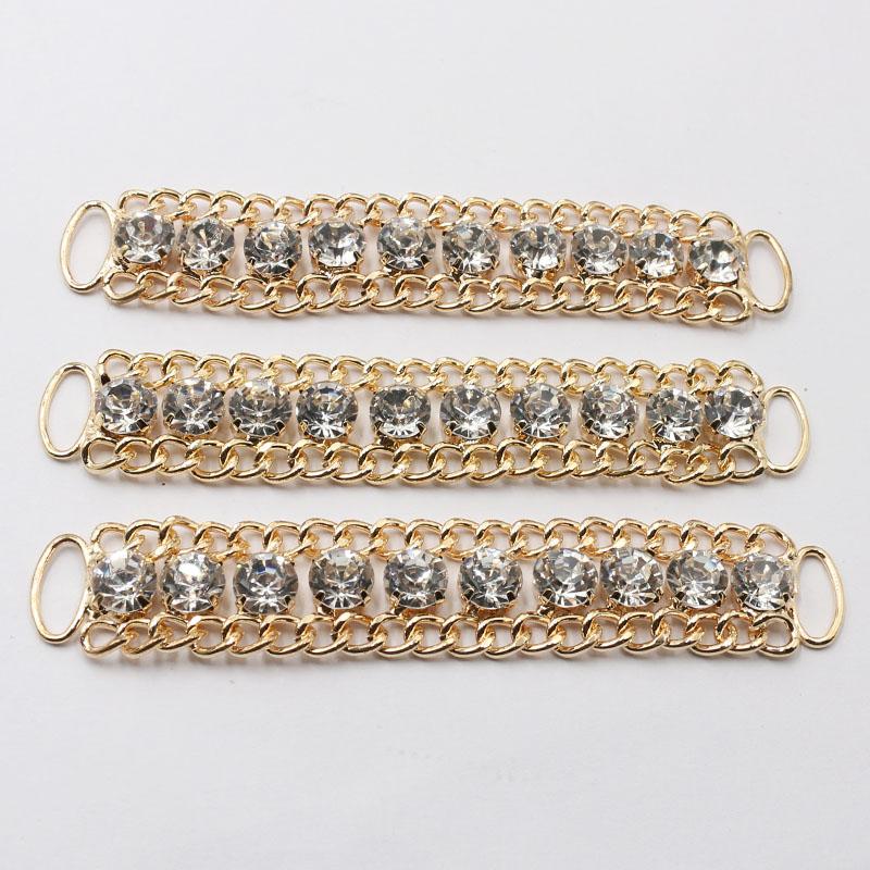 

New 10pcs 15 * 105mm Alloy Water Diamond Sexy Bikini Connector/Buckle Copper Chain Decoration Shiny Clothing Wedding Decoration