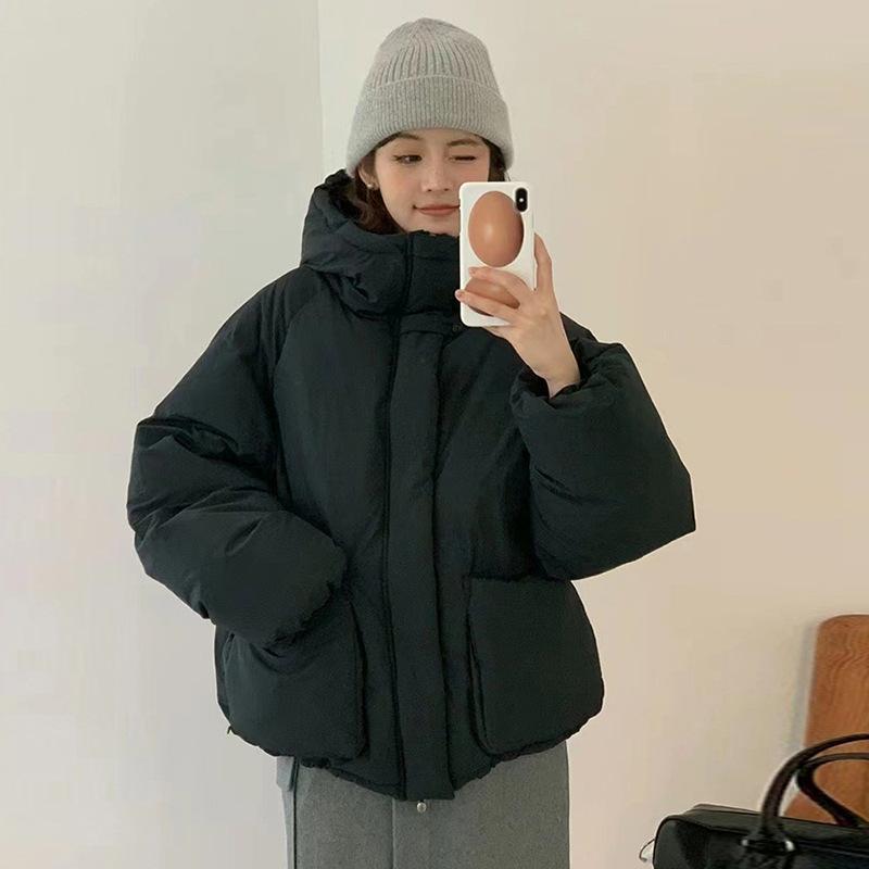 

Корейський пуховик жіночий 2025 зима з капюшоном потовщений повсякденний пух білої качки теплий модний хлібний одяг тренд One Size