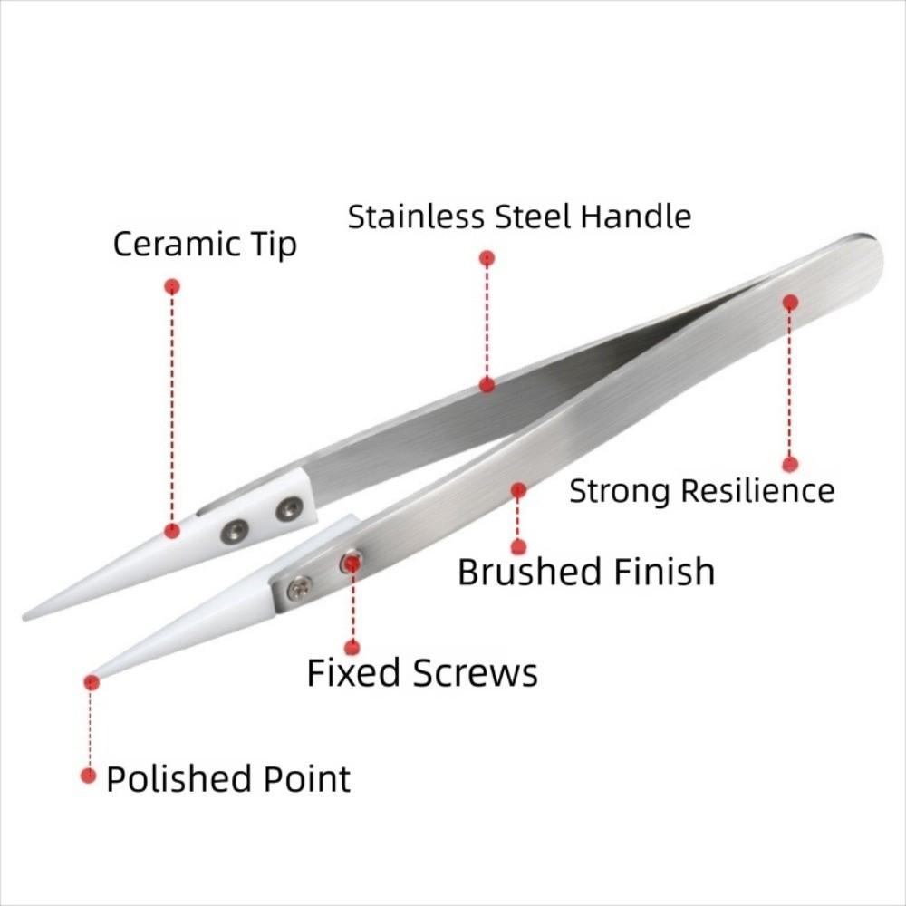 Stainless Steel Ceramic Tipped Tweezers Ceramic Electronic Soldering Tweezers Industrial