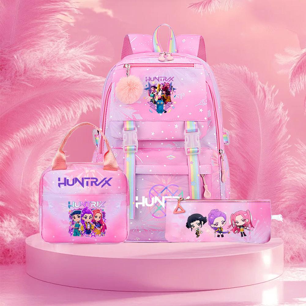 3 Peças/conjunto Mochila Fofa Estampada de Anime Kpop Bolsa de Viagem de Grande Capacidade para Adolescente Menina Menino Mochila Escolar Presente para Criança Rucksack