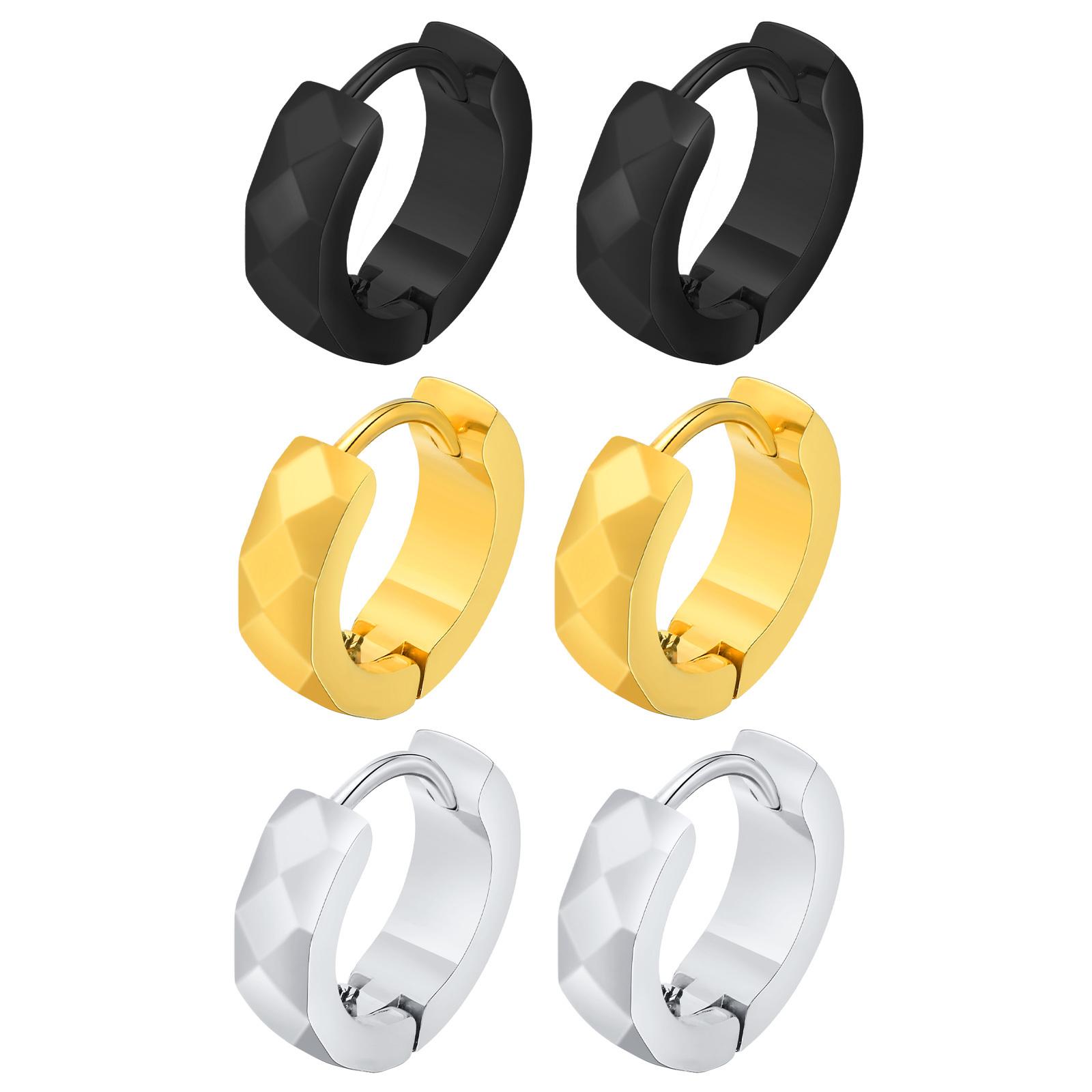 

Vnox Geometric Hoop Earrings for Men Women, Simple Waterproof Stainless Steel Huggie Earring,Black Silver Gold Color Options