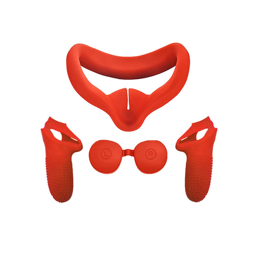 

Горячая распродажа, набор из 4 силиконовых чехлов для Oculus Quest 2 VR, аксессуары, силиконовый чехол для гарнитуры, чехол для лица, чехол для объектива красный