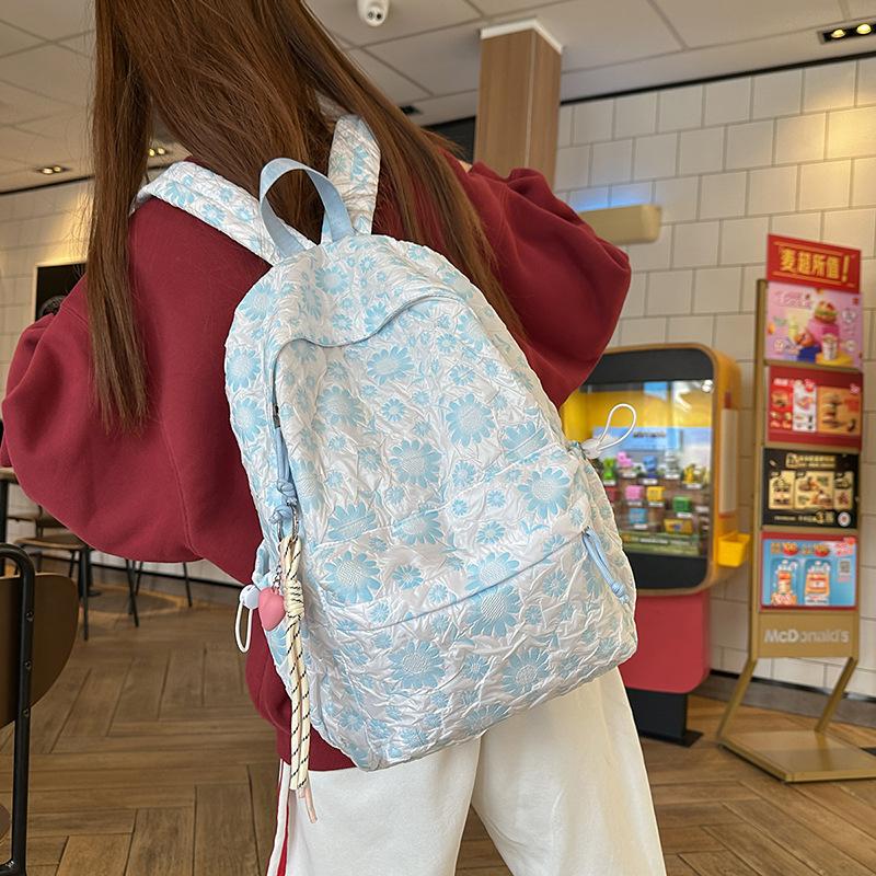 Backpack women s new fresh and sweet girl versatile backpack high value fashion large capacity student bag large синий