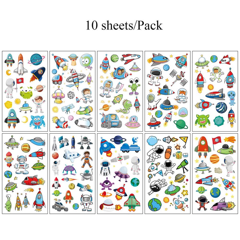 10 Sheets Excavator Vehicle Pattern Temporary Tattoos For Hand Body Engineering Crane, Cartoon Tattoos Stickers