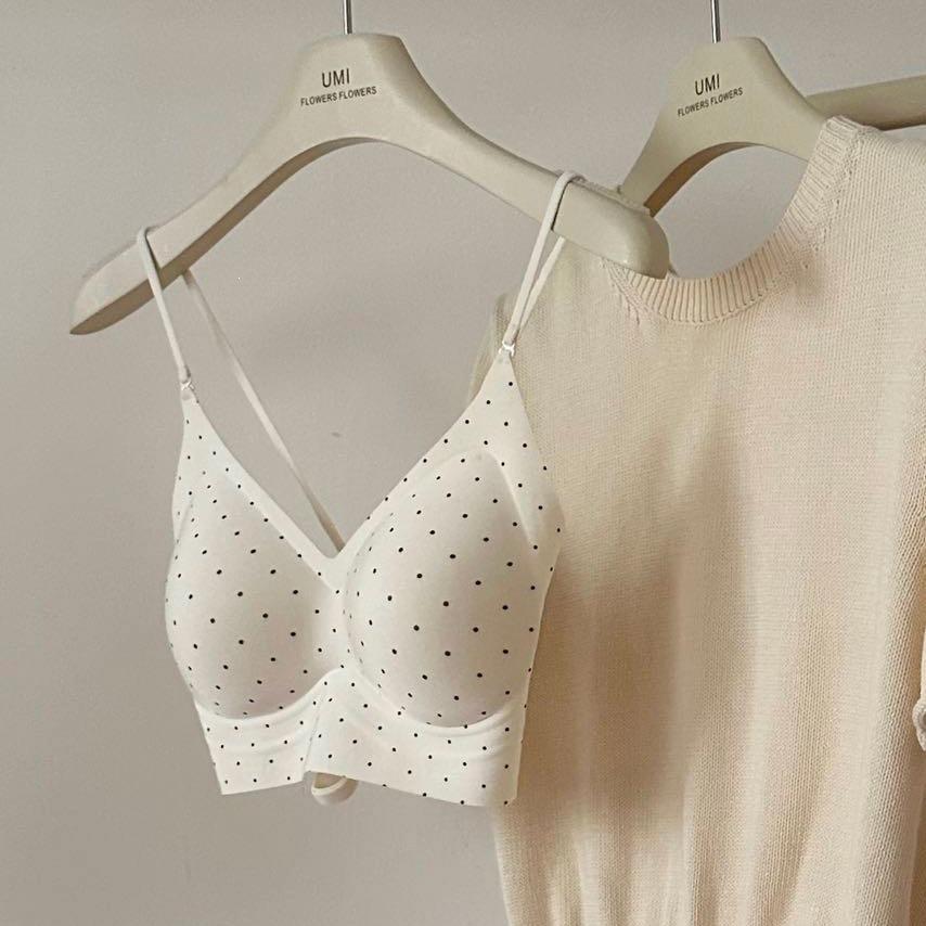 Korean Polka Dot Sweet and Spicy Wind Polka Dot Printing Big U Backless Seamless Thin Underwear Beautiful Back Multi-wear Fatila Bra