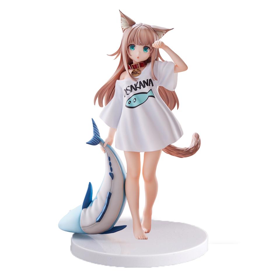 New Anime Cute Doll Sakura Soybean My Cat Is A Kawaii Girl Figure Sit And Eat Fish/Standing Figure Model PVC Collection Toy Gift