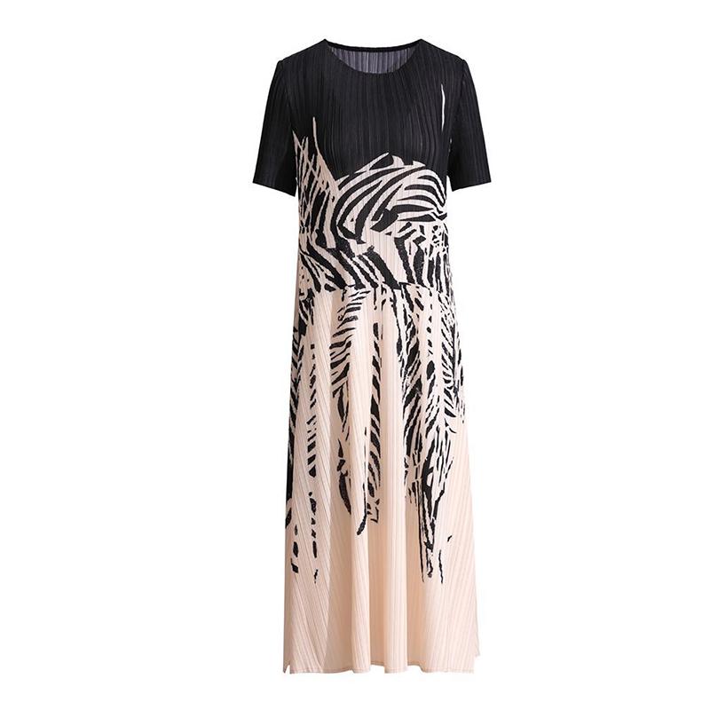 Western style young mother dress new women's pleated temperament split long skirt summer skirt