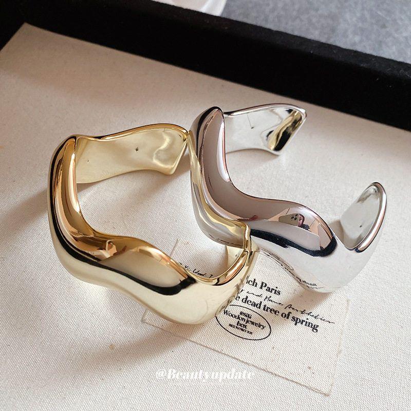 Europe and America Cross Border Wave Cold Wind Open-Ended Bracelet Simple and Exaggerated Stylish Bracelet Accessible Luxury Fancy Bracelet for Women