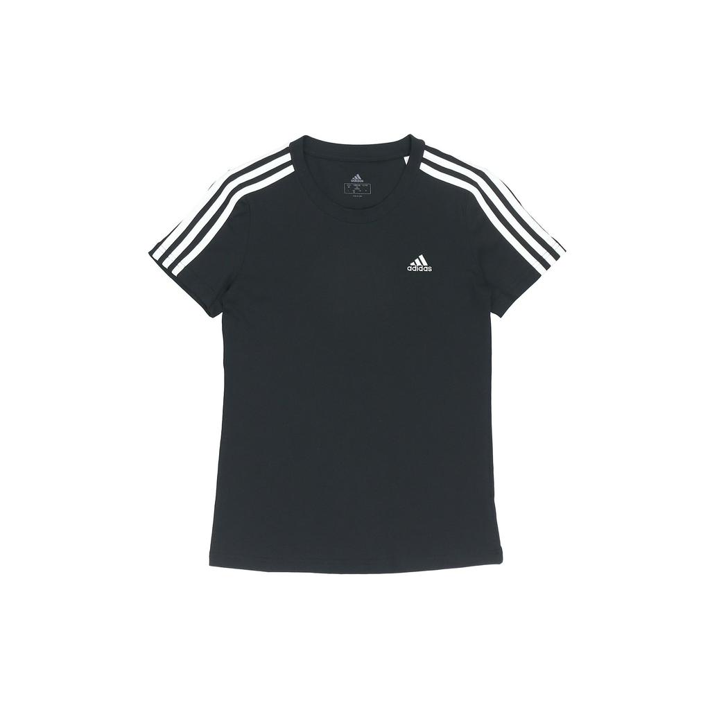 adidas Women's Essentials Slim 3-Stripes Tee Black GL0784