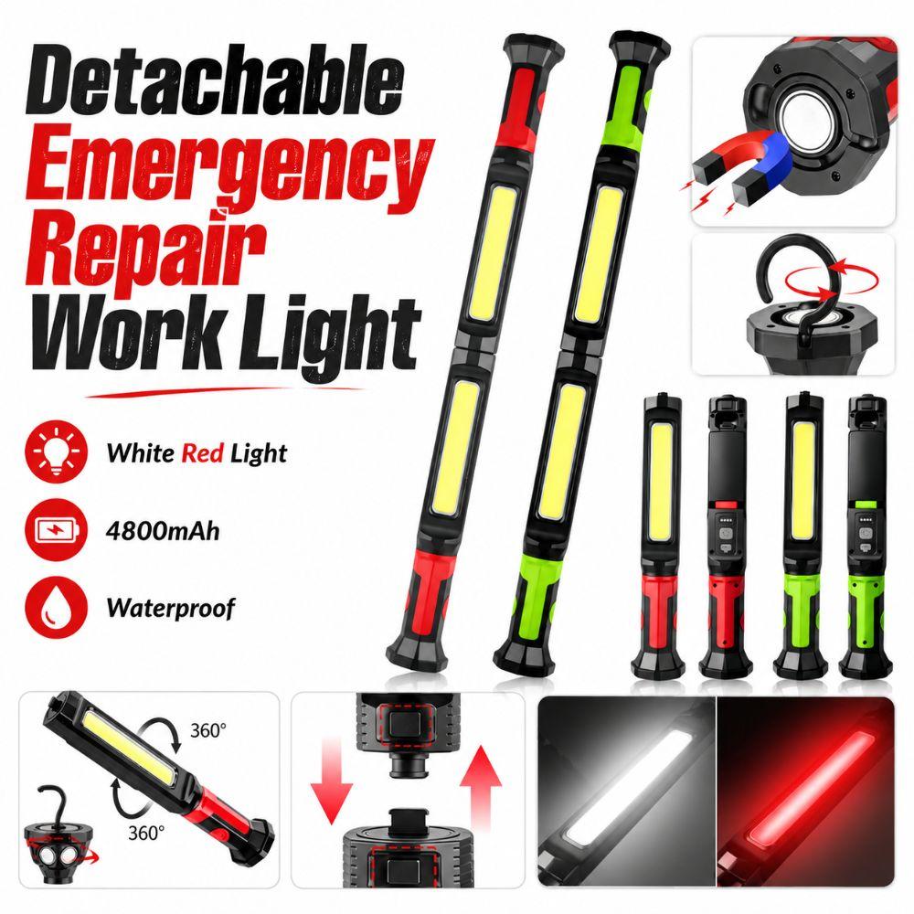 Rechargeable LED Magnetic Flashlight Detachable COB Long Bar Light  Repair, Camping Etc