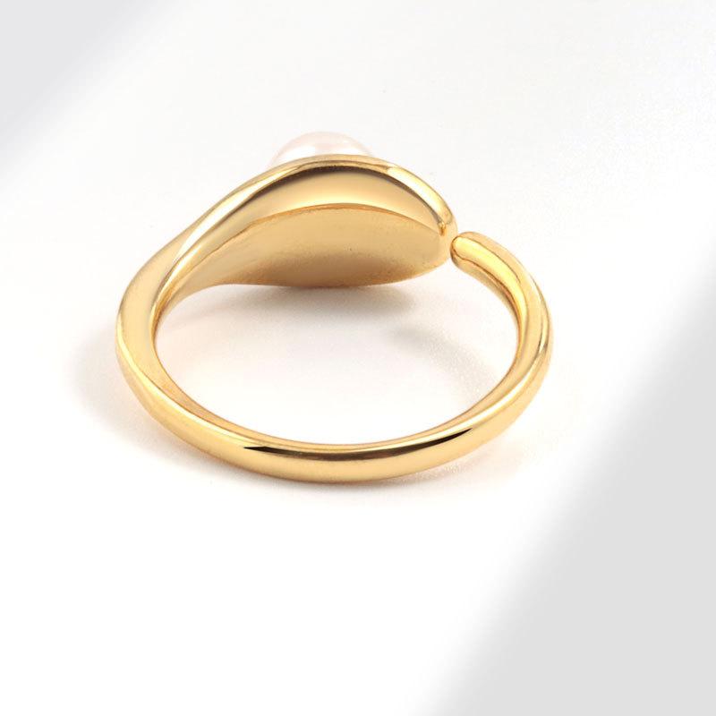 Niche Design High End Pearl Open Ring For Women Minimalist Temperament Light Luxury Finger Jewelry Accessory