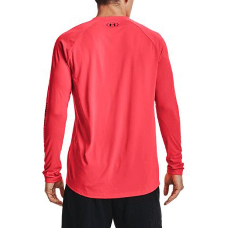 Under Armour Straight Cut Long Sleeve Logo Print Training T-Shirt Men Tops Red 1361705-628