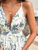 Elegant Sleeveless Deep V-neck Lace-up Beach Dress for Women