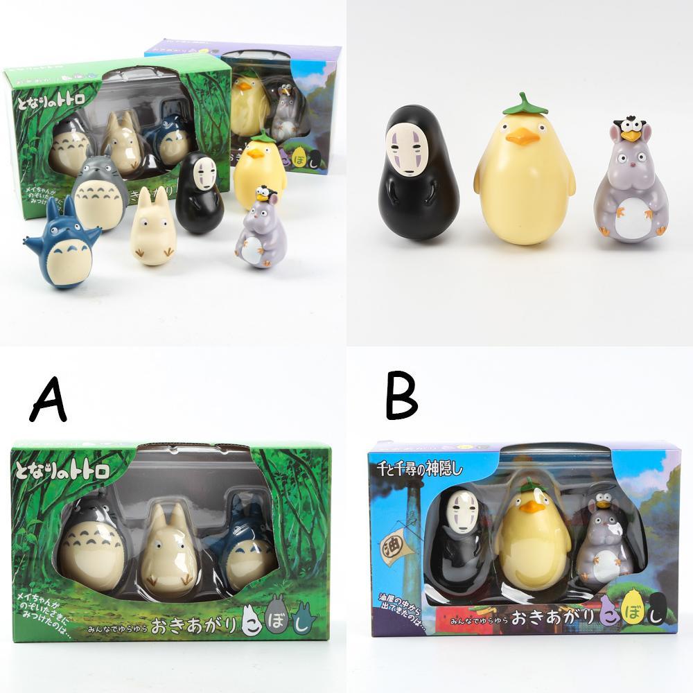 Niedliche Totoro Wackelkopffigur PVC- und Harzmaterial Cartoon Anime Desktop Dekoration Set mit 3 Figuren in einer Box Figuren)