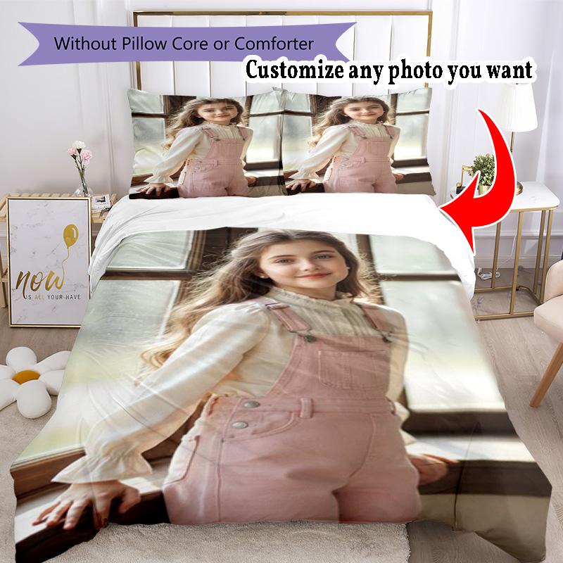 Customize Photos Customize Your Photo Bedding Set Breathable Duvet Cover with Pillowcases Home Decoration Birthday Gift