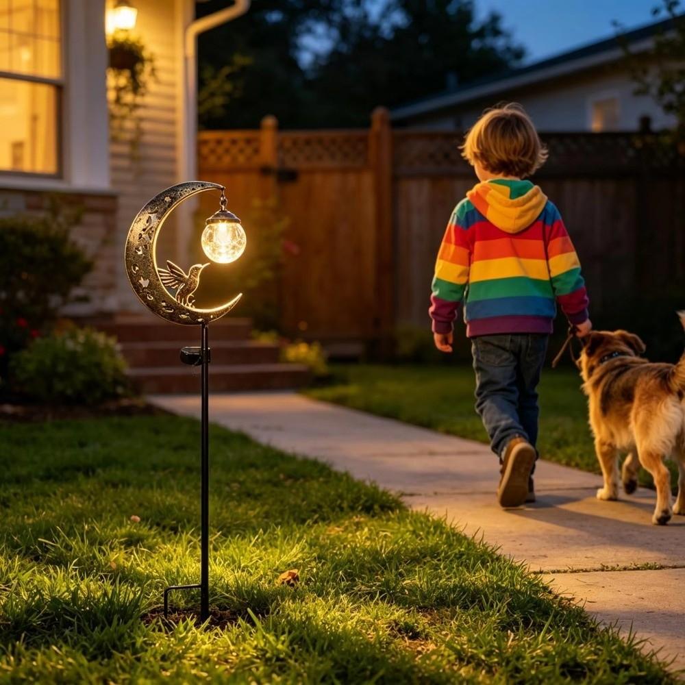 Floor Insertion Hummingbird Moon Light Solar Powered Lawn Lamp Pathway Patio