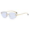 Metal Frameless Spice Girl Cat Eye Sunglasses Women'S Retro Uv Protection Premium Sense Frameless Sunglasses