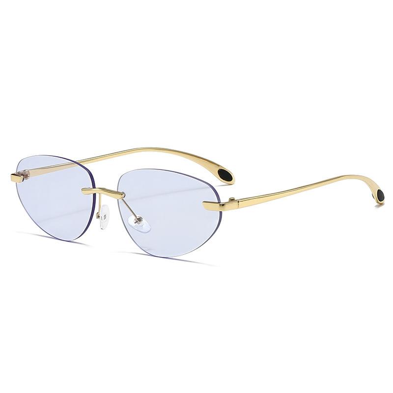 Metal Frameless Spice Girl Cat Eye Sunglasses Women'S Retro Uv Protection Premium Sense Frameless Sunglasses