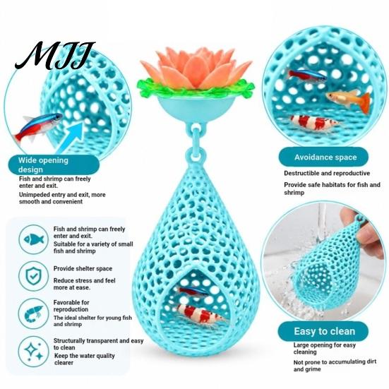 Natural Style Tank Decor Floating Lotus Betta Hide, Aquarium Shrimp Cave, Water Drop Hammock, Resting Ornament Spot & Breeding Cave for Fish