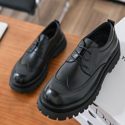 Herren Freizeit Dicke Sohle Brogue Bräutigam Schuhe Höherwachsend Neuer Stil Leder Bequem Gefüttert Gummi Sohle Freizeitschuhe