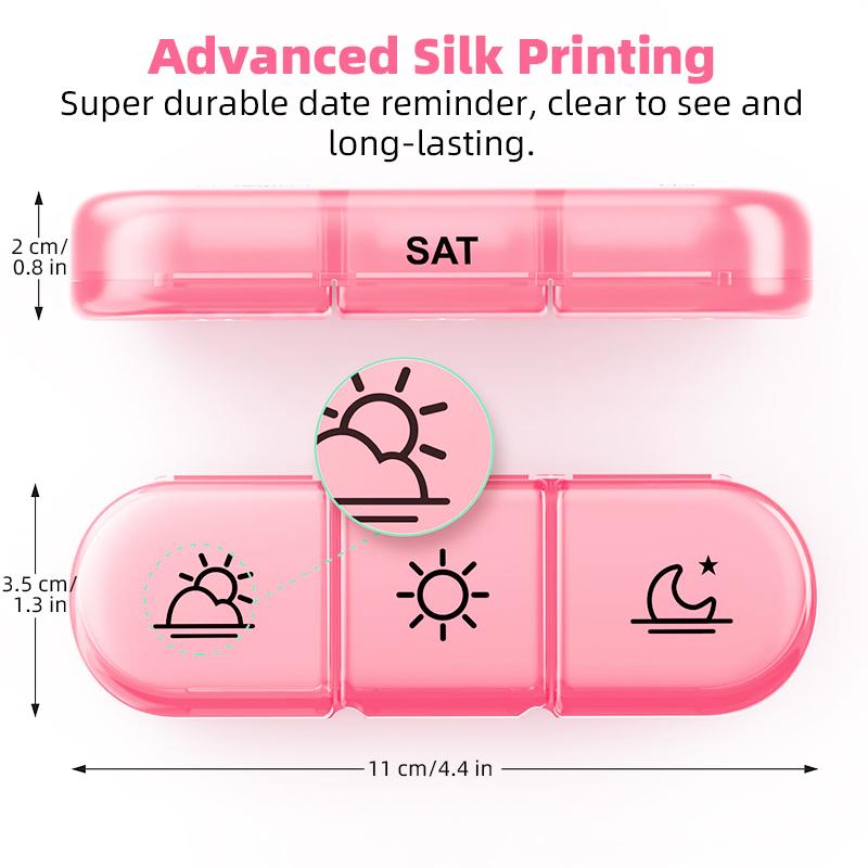 Untior Wöchentliche Pillenbox mit großen Fächern, tragbare Reise-Pillenbox für 7 Tage zur Einnahme von Medikamenten zur Zeit, Erste-Hilfe-Set