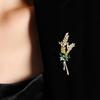 Bo Xin Yun Luxury Wheat Ear Brooch with Emerald Zirconia - Elegant Suit Coat Accessory & Gift Pin
