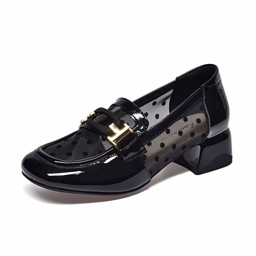 

Сетчатые туфли-лодочки женские весенне-летние с квадратным носком, в горошек, с квадратной пряжкой, с открытым вырезом, на толстом каблуке, маленькие кожаные туфли, на низком каблуке, обувь на четыре сезона 40 чёрный